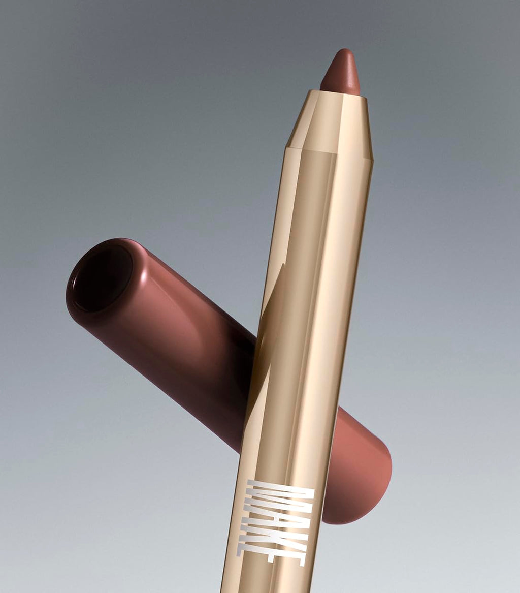 MAKE Beauty Continuum Lip Liner – Long Lasting Creamy Liner with Velvet Matte Finish – Includes Built-In Sharpener and Blending Brush – Highly Pigmented Dusty Pink Lip Color – Shade, Pulse