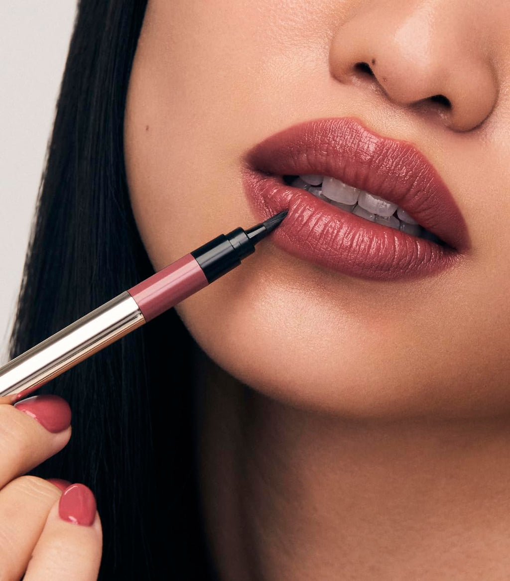 MAKE Beauty Continuum Lip Liner – Long Lasting Creamy Liner with Velvet Matte Finish – Includes Built-In Sharpener and Blending Brush – Highly Pigmented Dusty Pink Lip Color – Shade, Pulse