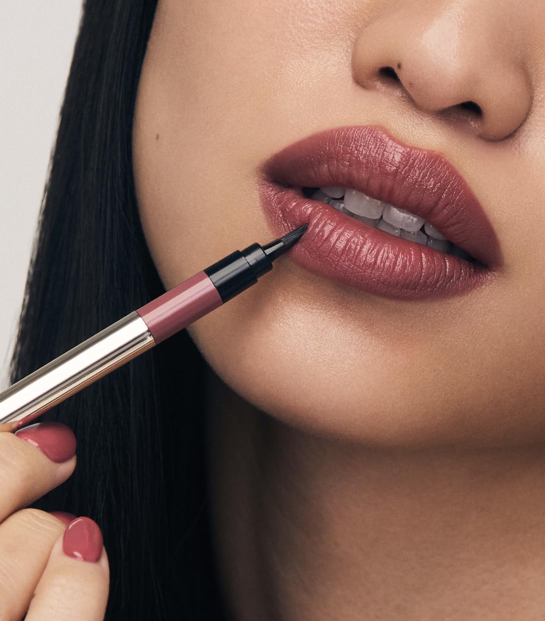MAKE Beauty Continuum Lip Liner – Long Lasting Creamy Liner with Velvet Matte Finish – Includes Built-In Sharpener and Blending Brush – Highly Pigmented Dusty Pink Lip Color – Shade, Pulse