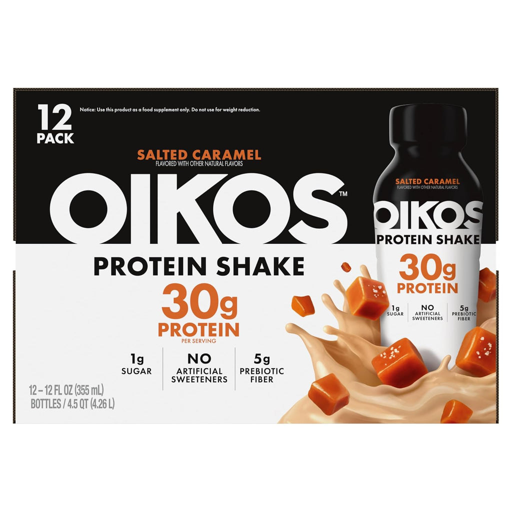 Oikos Protein Shake, Salted Caramel, 30g Protein, 12 fl oz, 12 Count