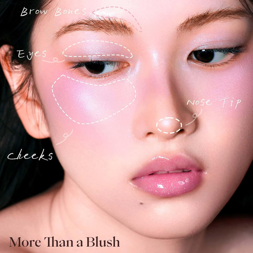 JOOCYEE AURA Glazed Blush Highlighter Luminous Powder Blush - Pink Glow | Dewy Finish Micro-Milled Skin Smoothing Face Brightener Baked Powder All-Day Radiance Natural Clean Makeup Women