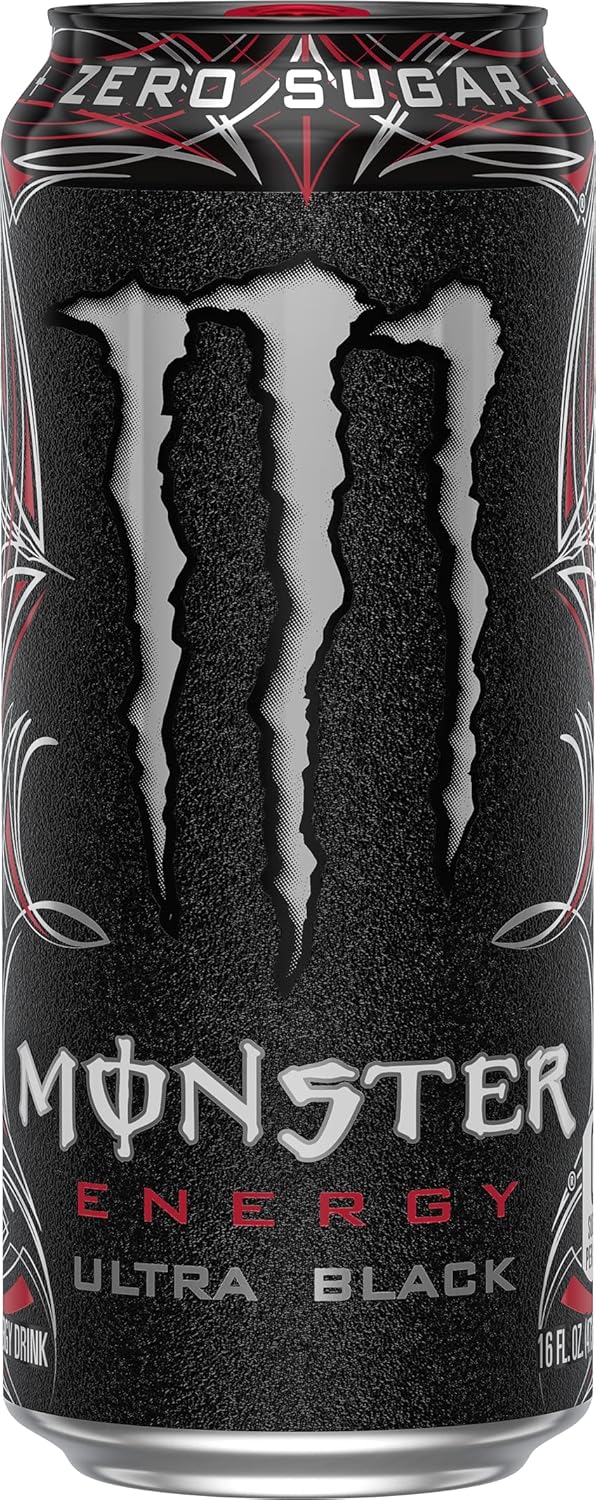 Monster Energy Ultra Black, Sugar Free Energy Drink, 16 Ounce