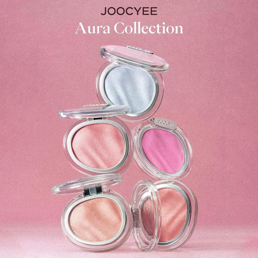 JOOCYEE AURA Glazed Blush Highlighter Luminous Powder Blush - Pink Glow | Dewy Finish Micro-Milled Skin Smoothing Face Brightener Baked Powder All-Day Radiance Natural Clean Makeup Women