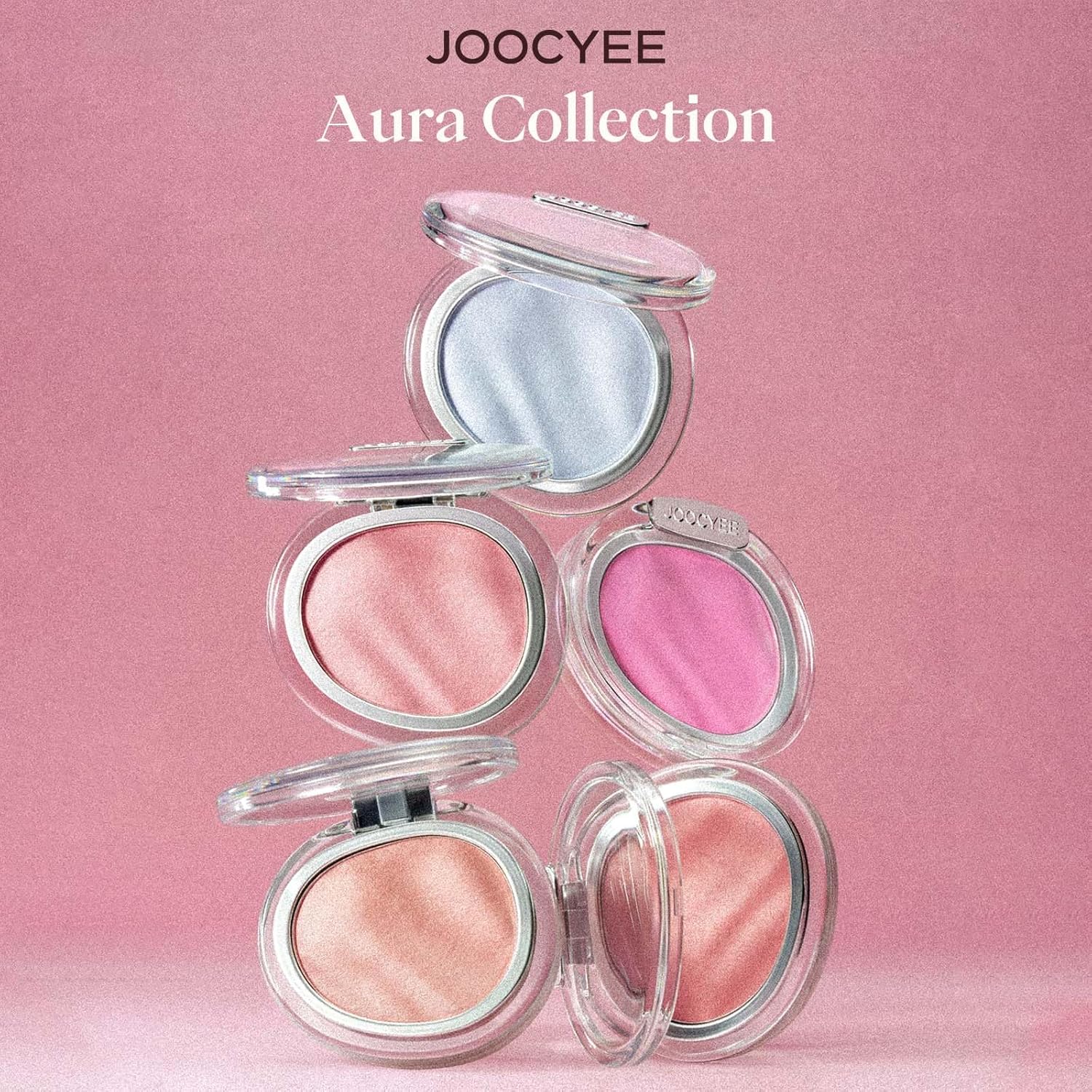 JOOCYEE AURA Glazed Blush Highlighter Luminous Powder Blush - Pink Glow | Dewy Finish Micro-Milled Skin Smoothing Face Brightener Baked Powder All-Day Radiance Natural Clean Makeup Women